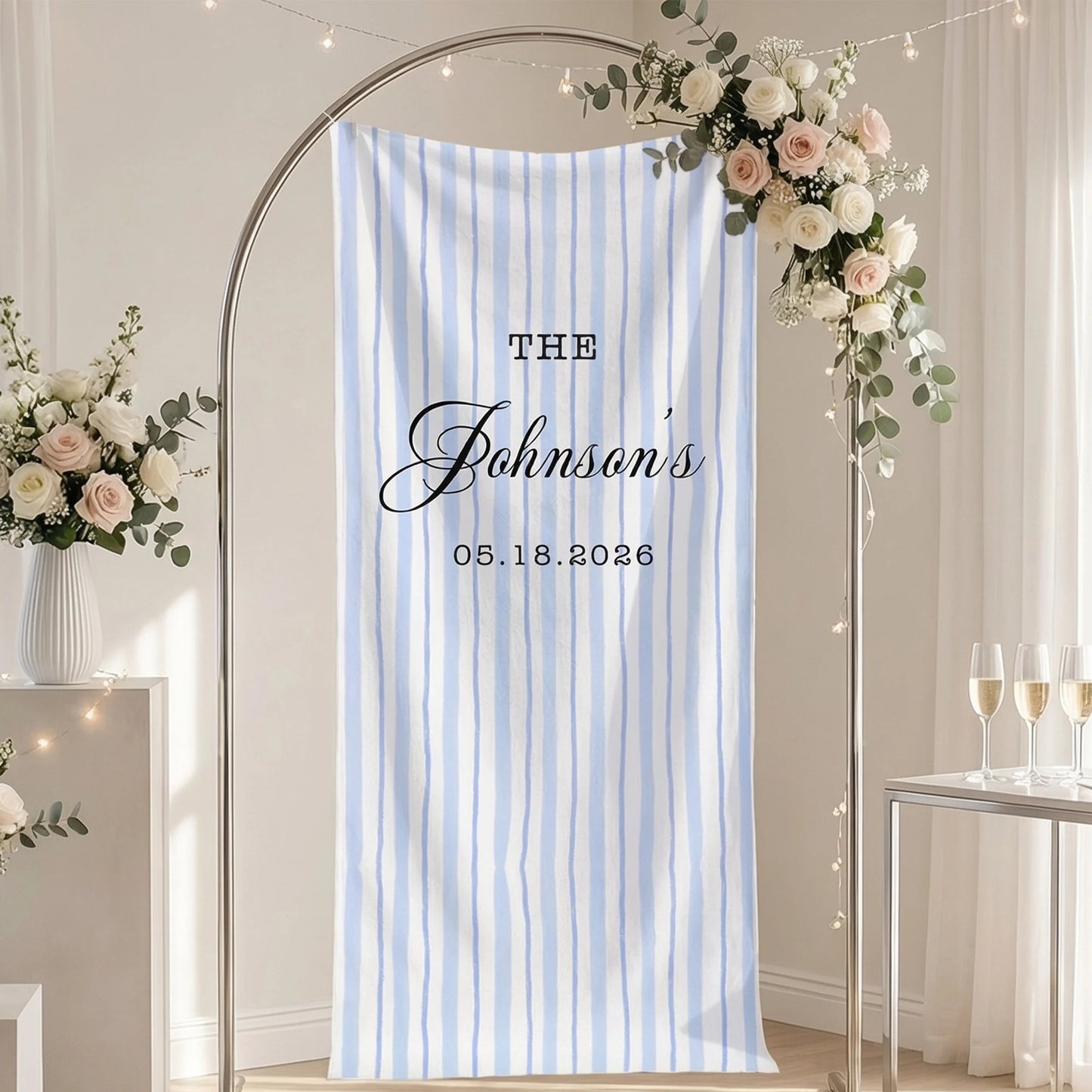 Wedding Banner Stand Personalized Wedding Welcome Sign Custom Name Wedding Backdrop Decor