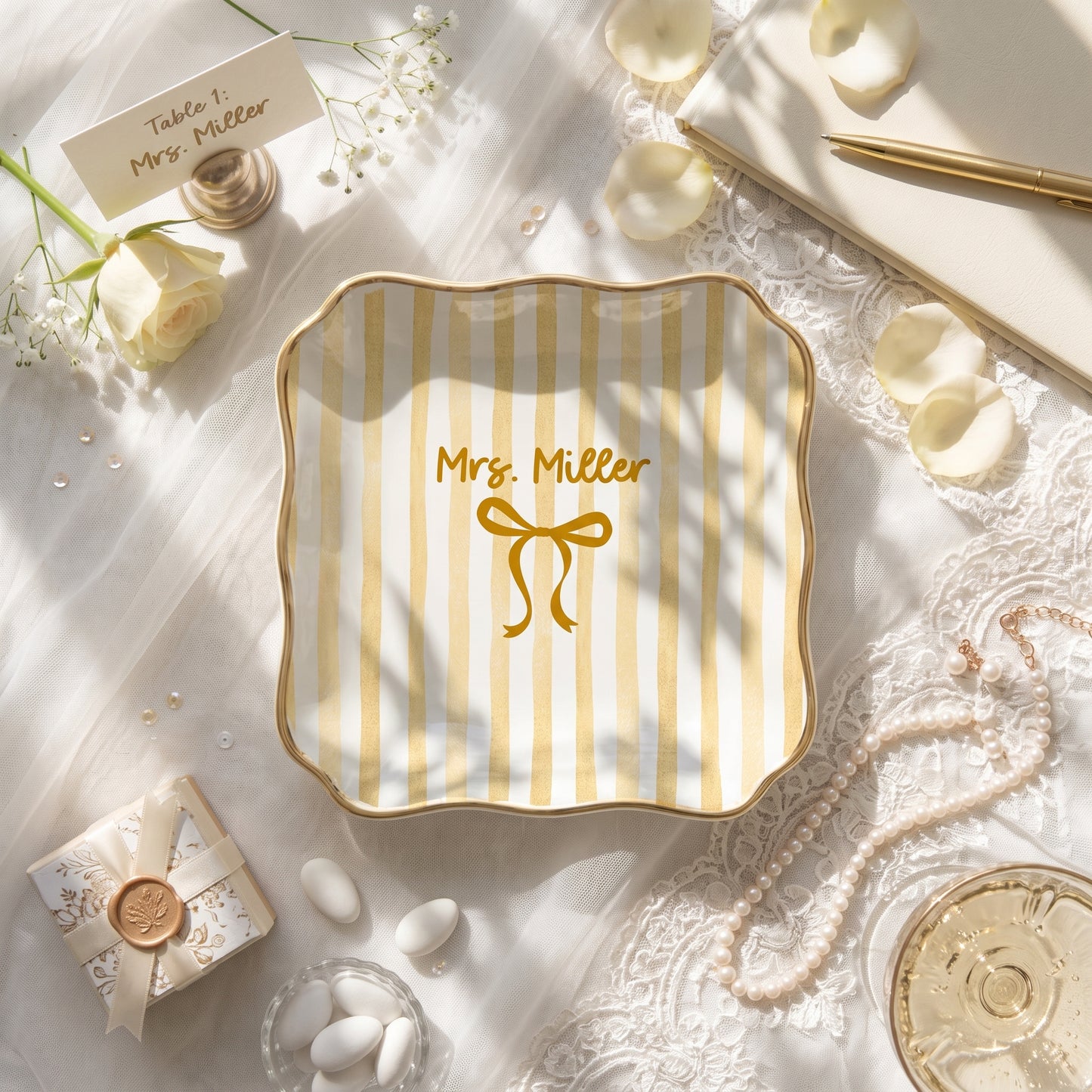Personalized Ring Dish, Ceramic Minimalist Jewelry Tray, Engagement Gift for Couple