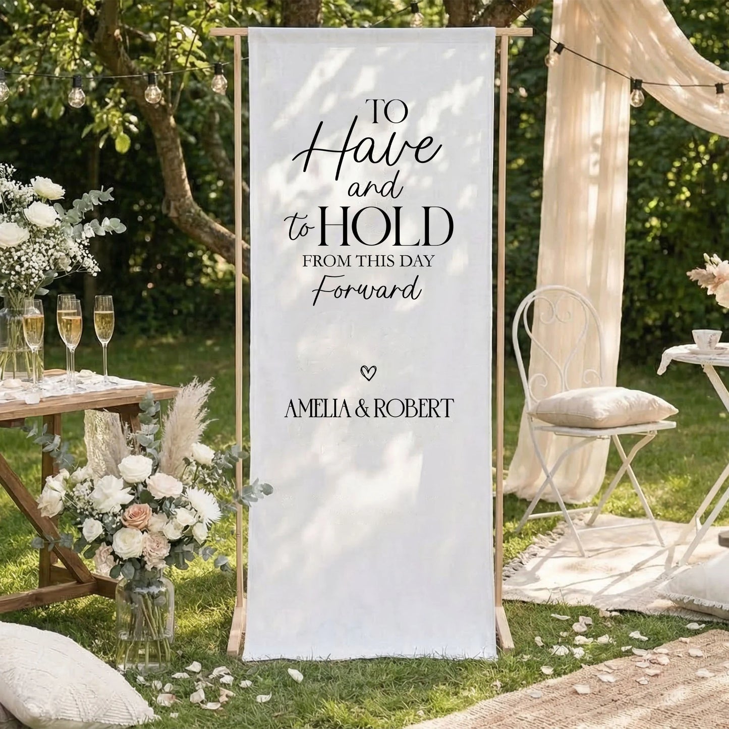 To Have and To Hold Wedding Banner Personalized Wedding Ceremony Backdrop Custom Names Wedding Sign
