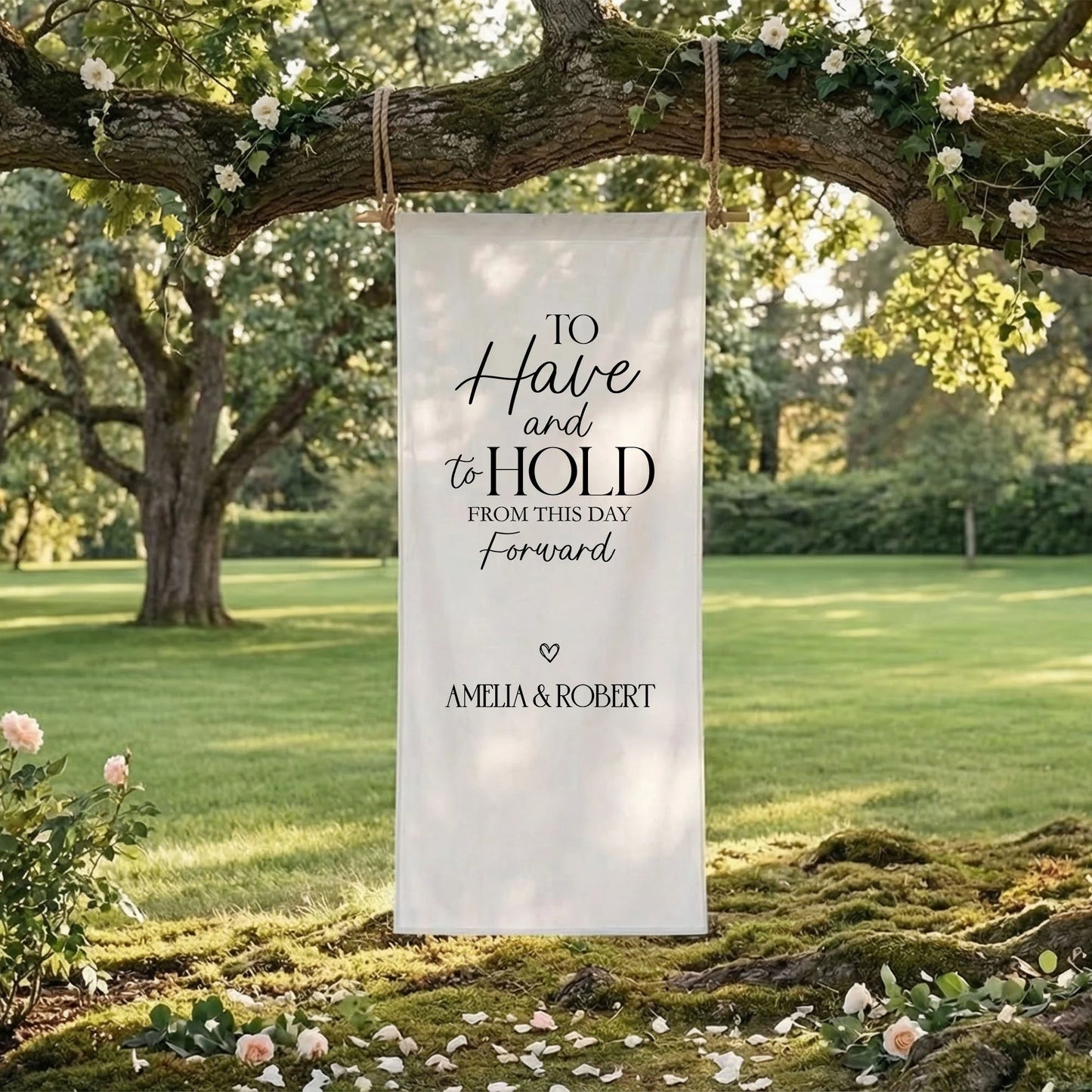 To Have and To Hold Wedding Banner Personalized Wedding Ceremony Backdrop Custom Names Wedding Sign