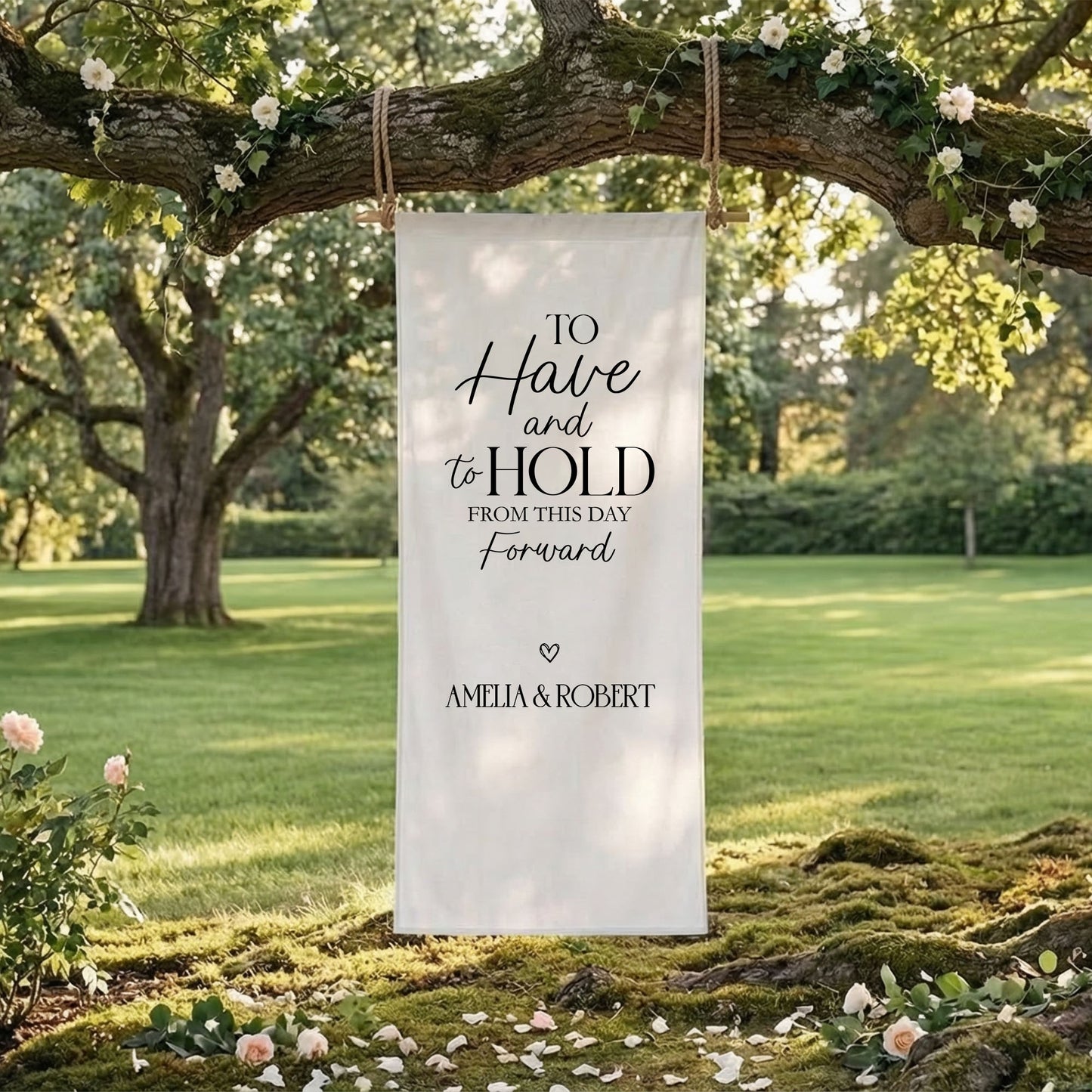 Minimalist Wedding Banner Stand Personalized - To Have and To Hold Ceremony Backdrop