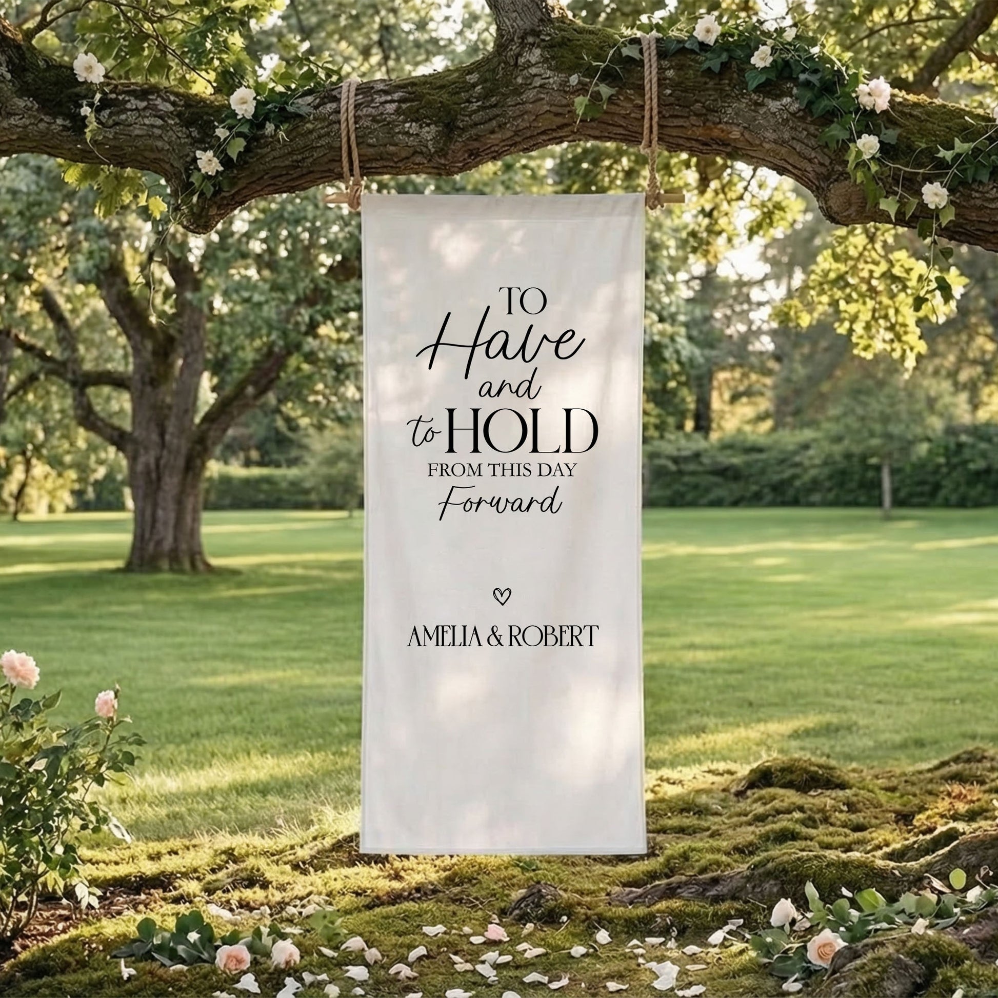 Minimalist Wedding Banner Stand Personalized - To Have and To Hold Ceremony Backdrop