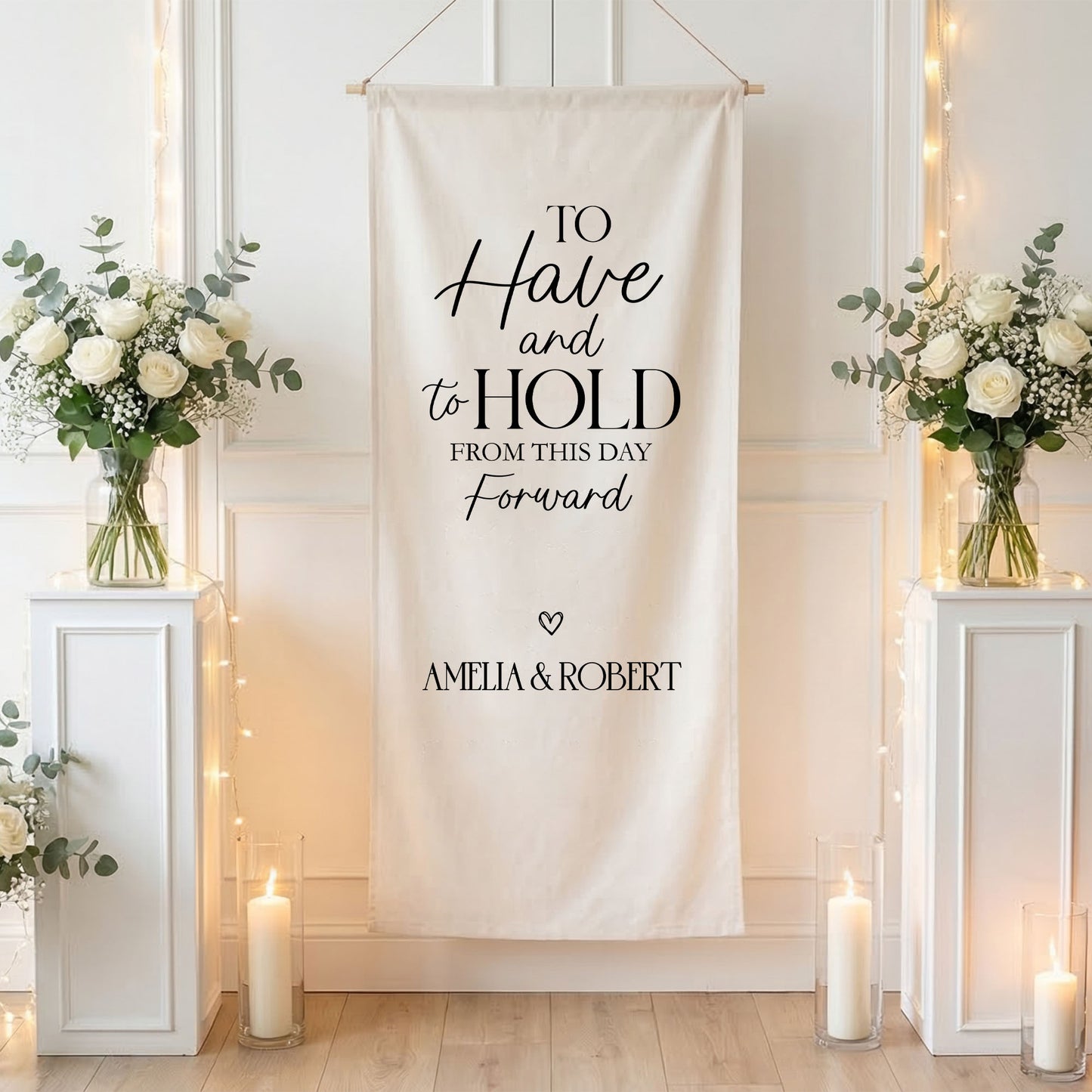 Minimalist Wedding Banner Stand Personalized - To Have and To Hold Ceremony Backdrop