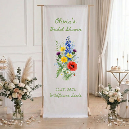Wildflower Bridal Shower Banner Stand Personalized Floral Bridal Shower Welcome Sign Custom Name Decor