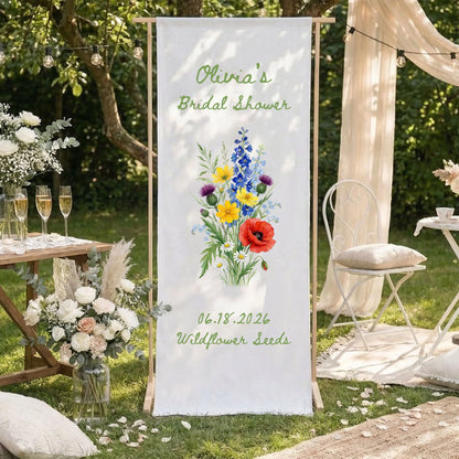 Wildflower Bridal Shower Banner Stand Personalized Floral Bridal Shower Welcome Sign Custom Name Decor