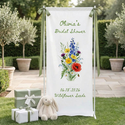 Wildflower Bridal Shower Banner Stand Personalized Floral Bridal Shower Welcome Sign Custom Name Decor