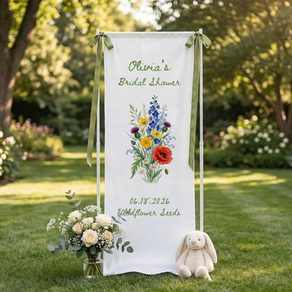 Wildflower Bridal Shower Banner Stand Personalized Floral Bridal Shower Welcome Sign Custom Name Decor