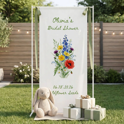Wildflower Bridal Shower Banner Stand Personalized Floral Bridal Shower Welcome Sign Custom Name Decor
