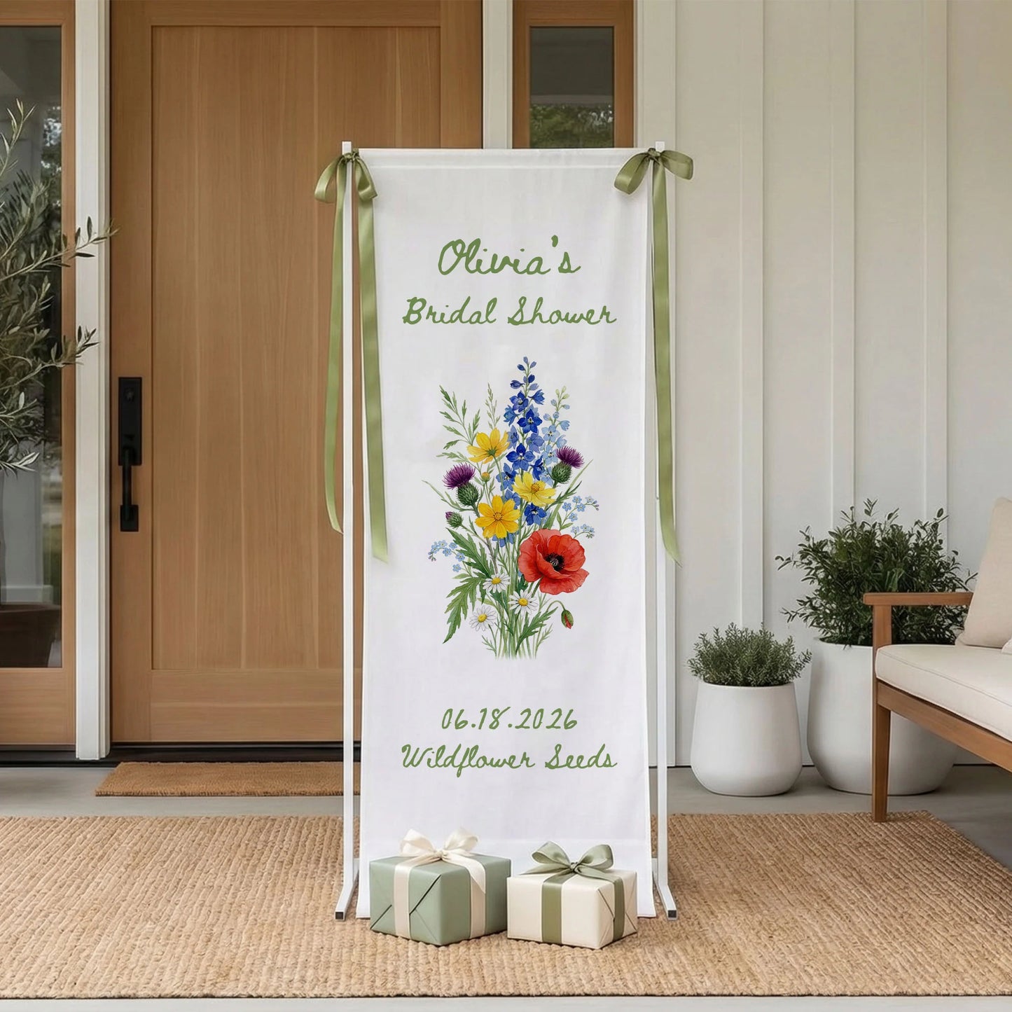 Wildflower Bridal Shower Banner Stand Personalized Floral Bridal Shower Welcome Sign Custom Name Decor
