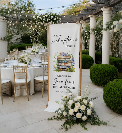 Floral Bridal Shower Banner Personalized Linen Bridal Shower Welcome Banner Custom Name Party Decor