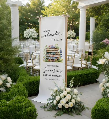 Floral Bridal Shower Banner Personalized Linen Bridal Shower Welcome Banner Custom Name Party Decor