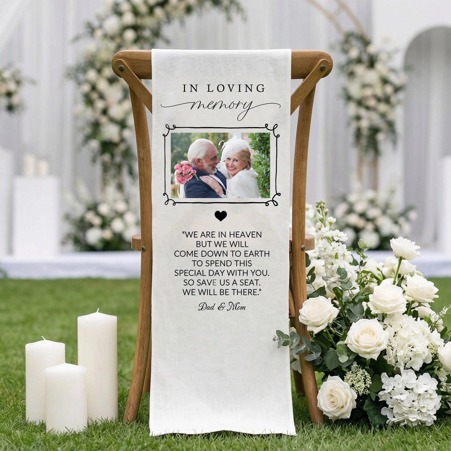 In Loving Memory Photo Wedding Chair Sign Personalized Memorial Seat Sign With Picture