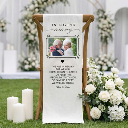 In Loving Memory Photo Wedding Chair Sign Personalized Memorial Seat Sign With Picture