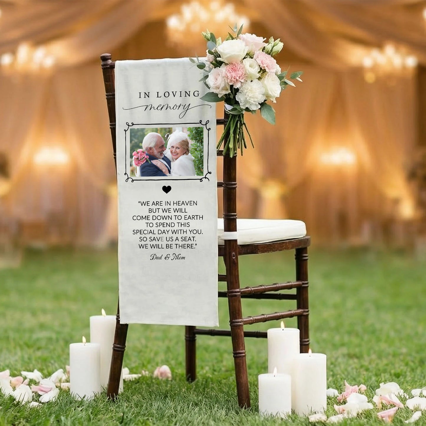 In Loving Memory Photo Wedding Chair Sign Personalized Memorial Seat Sign With Picture