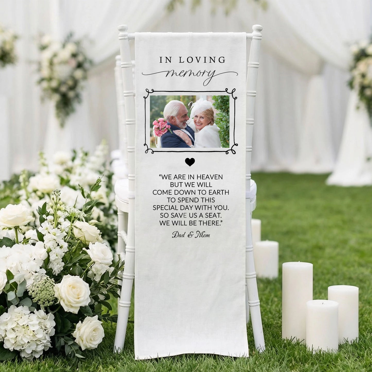 In Loving Memory Photo Wedding Chair Sign Personalized Memorial Seat Sign With Picture