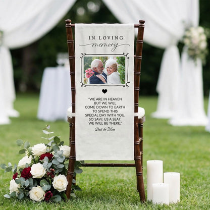 In Loving Memory Photo Wedding Chair Sign Personalized Memorial Seat Sign With Picture