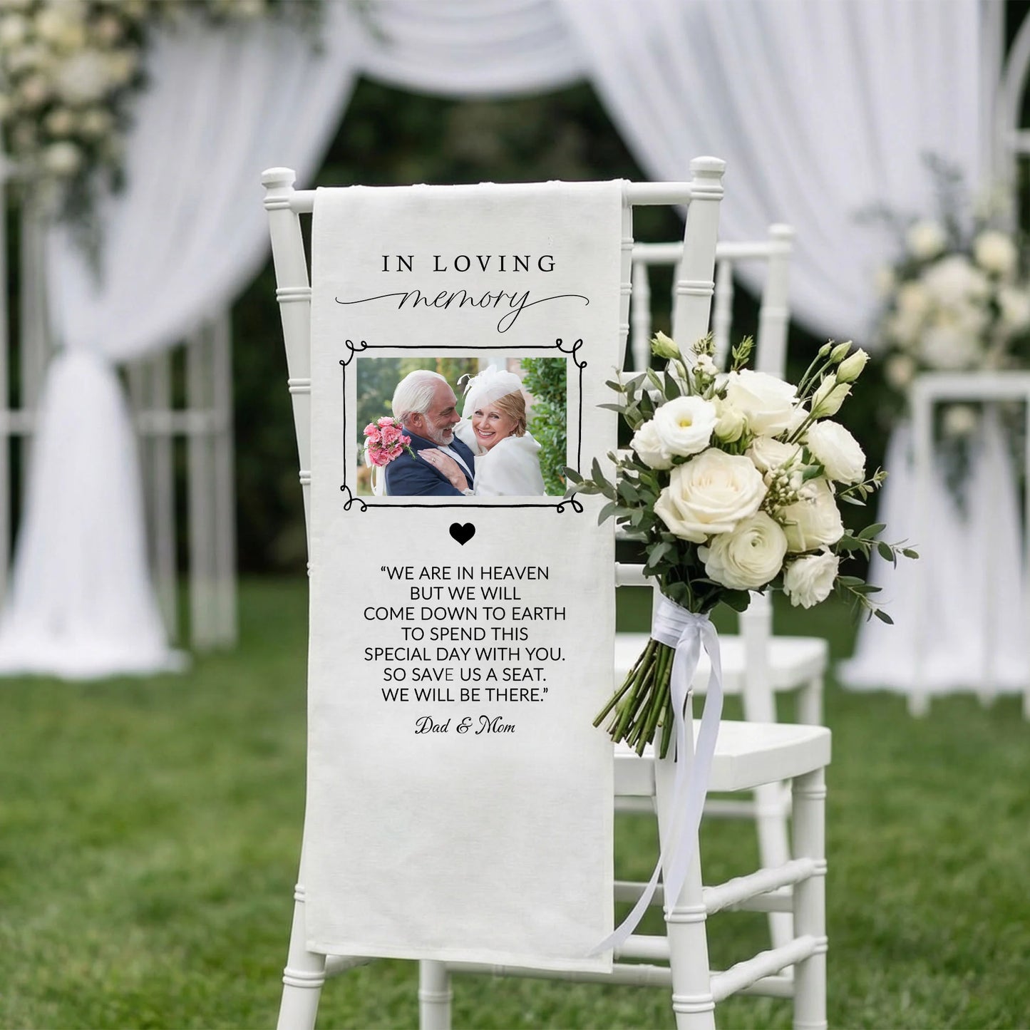 In Loving Memory Photo Wedding Chair Sign Personalized Memorial Seat Sign With Picture
