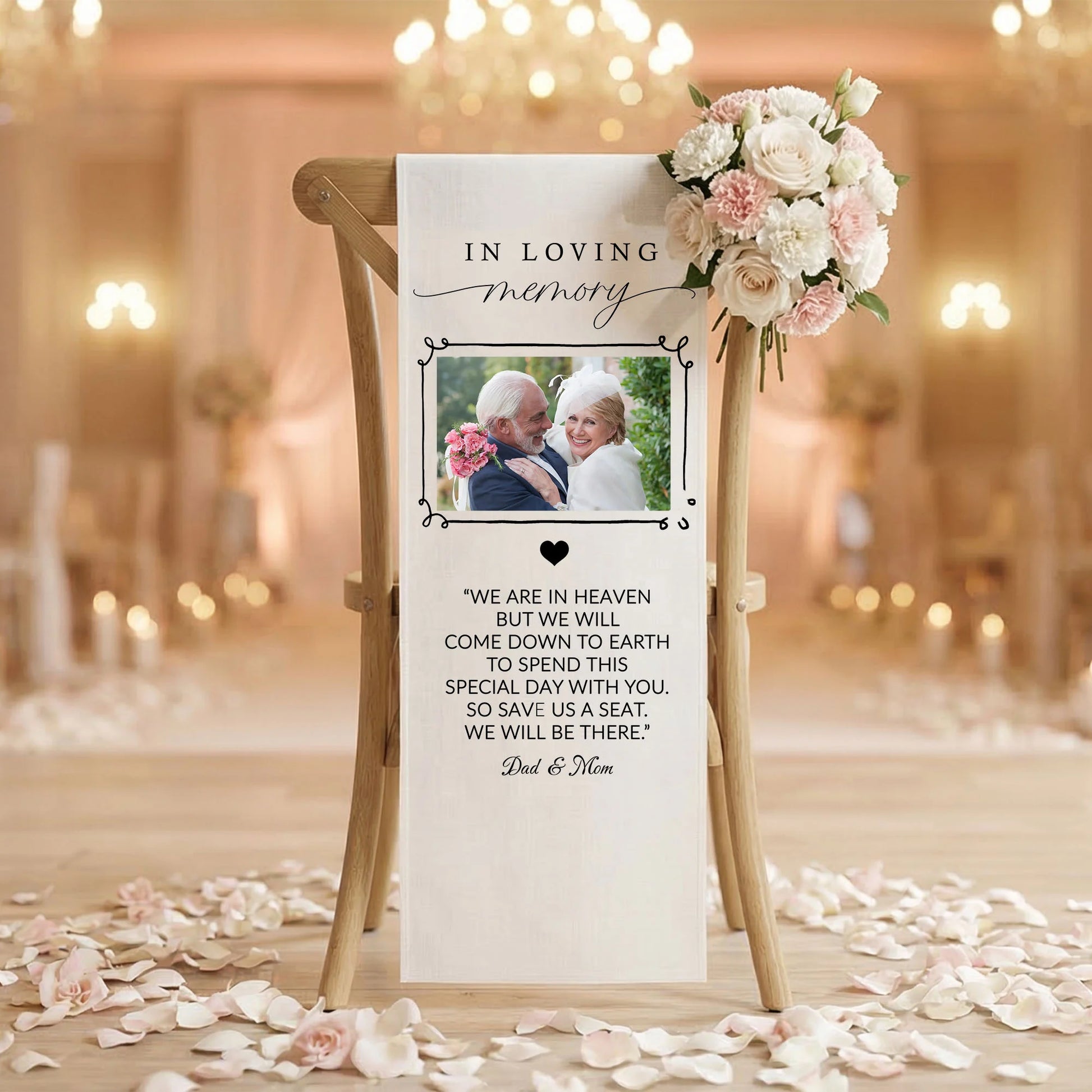 In Loving Memory Photo Wedding Chair Sign Personalized Memorial Seat Sign With Picture