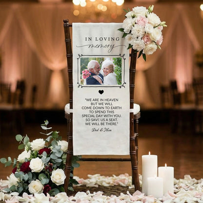 In Loving Memory Photo Wedding Chair Sign Personalized Memorial Seat Sign With Picture