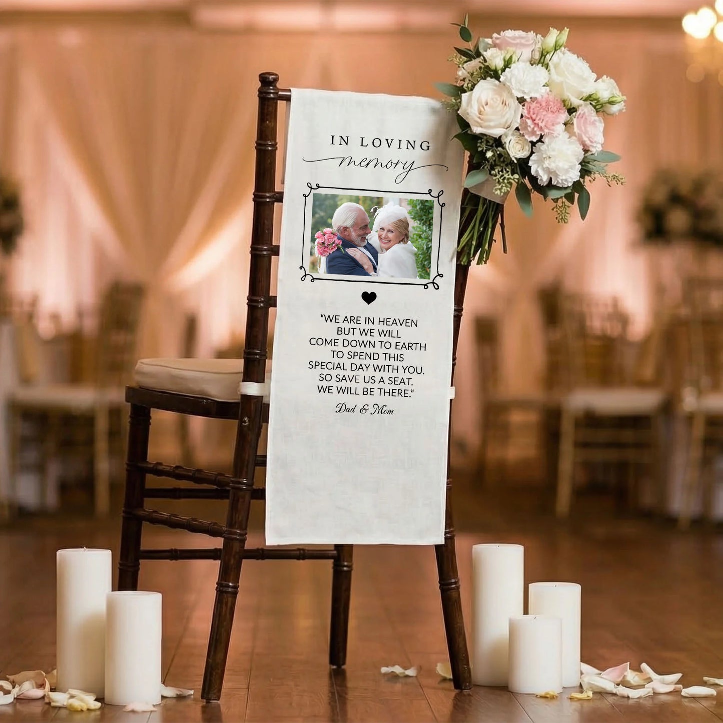 In Loving Memory Photo Wedding Chair Sign Personalized Memorial Seat Sign With Picture
