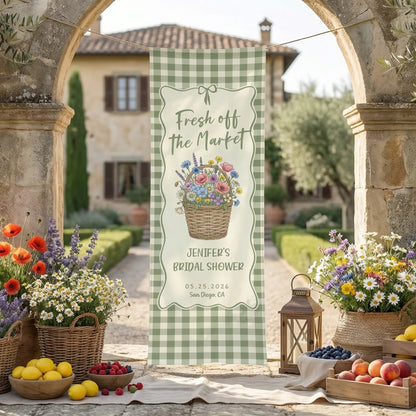 Farmers Market Bridal Shower Banner Personalized Floral Bridal Shower Welcome Banner Custom Name Decor