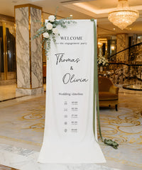 Wedding Timeline Banner Personalized Linen Wedding Schedule Banner Custom Name Ceremony Sign