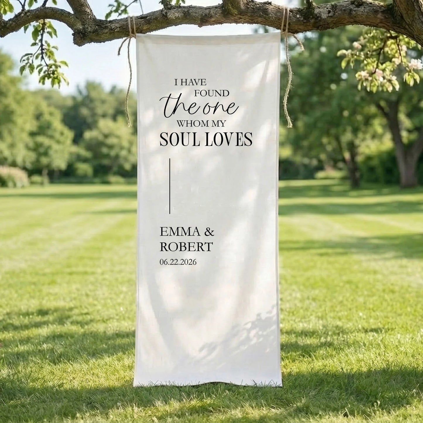 Floral Wedding Banner Personalized Linen Ceremony Banner Custom Name Wedding Backdrop Decor