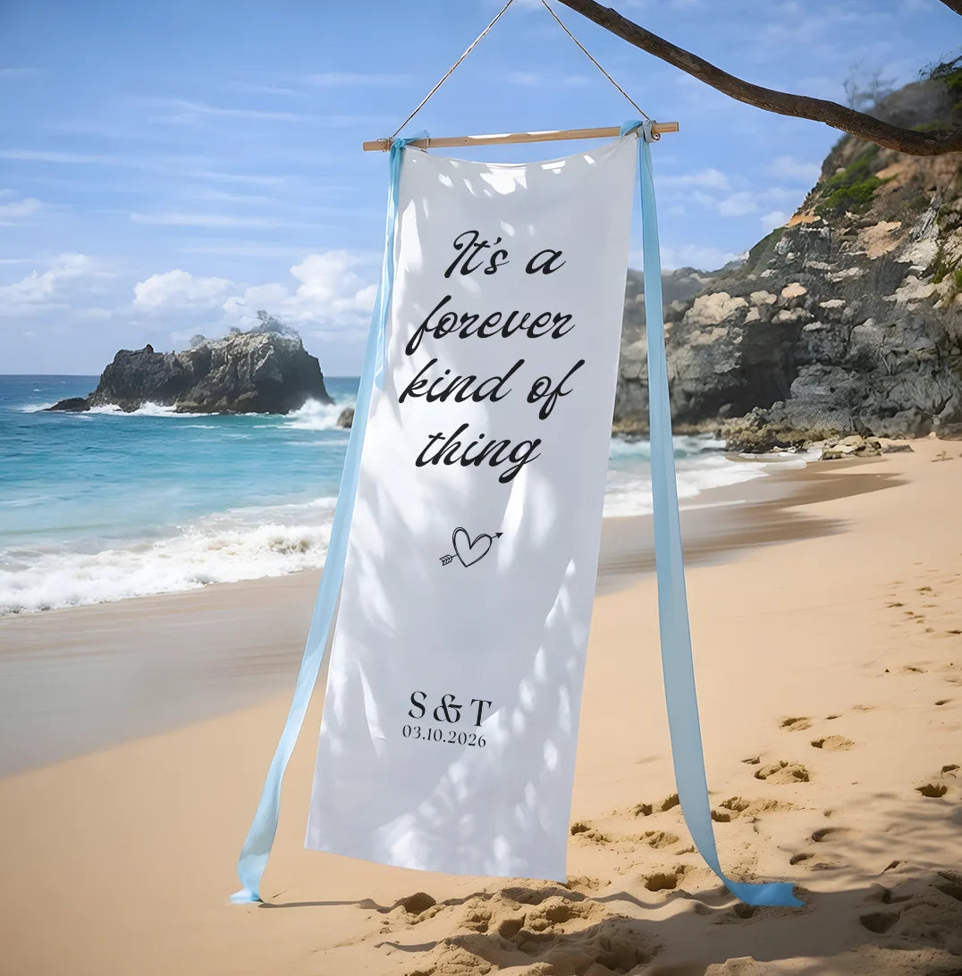 Romantic Wedding Banner Personalized Linen Ceremony Banner Custom Name Wedding Decor