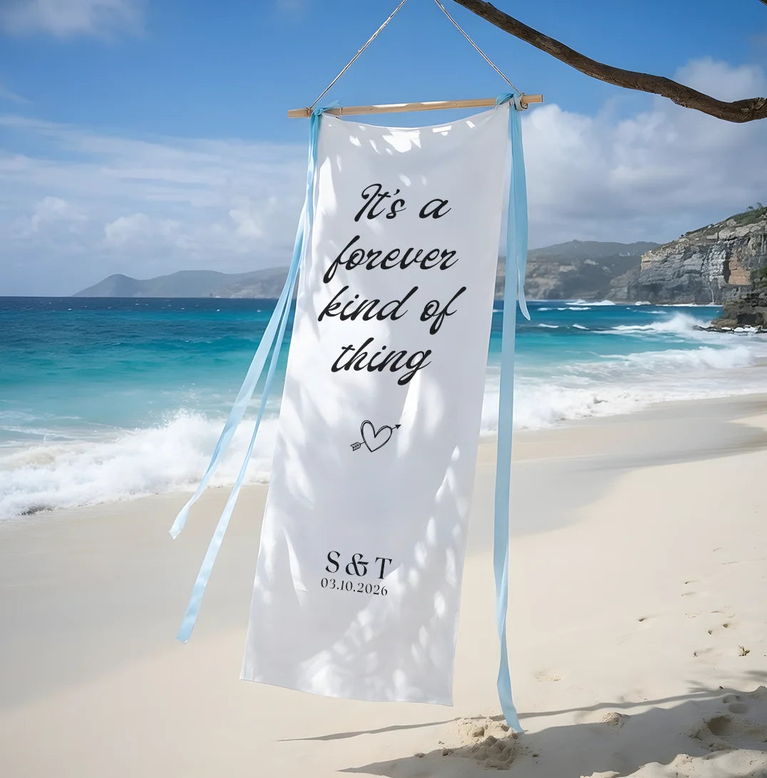 Romantic Wedding Banner Personalized Linen Ceremony Banner Custom Name Wedding Decor
