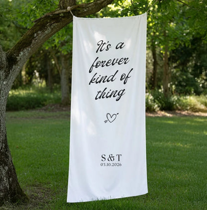 Romantic Wedding Banner Personalized Linen Ceremony Banner Custom Name Wedding Decor