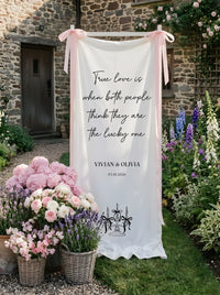 Romantic Wedding Banner Tapestry Personalized Custom Name Linen Ceremony Backdrop Decor