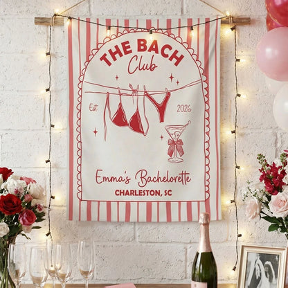 Beach Club Bachelorette Banner Personalized Coastal Bachelorette Party Backdrop Custom Name Bridal Party Banner