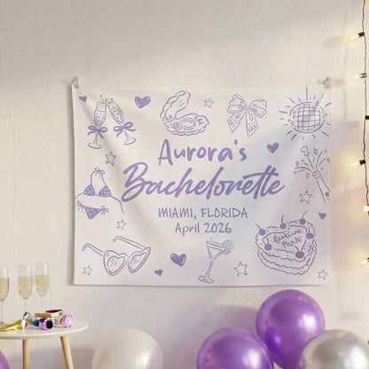 Bachelorette Party Banner Personalized Custom Name Bachelorette Backdrop Bridal Party Celebration Banner