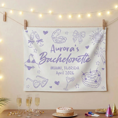 Bachelorette Party Banner Personalized Custom Name Bachelorette Backdrop Bridal Party Celebration Banner