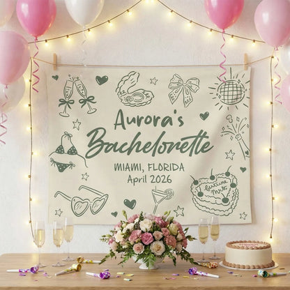 Bachelorette Party Banner Personalized Custom Name Bachelorette Backdrop Bridal Party Celebration Banner