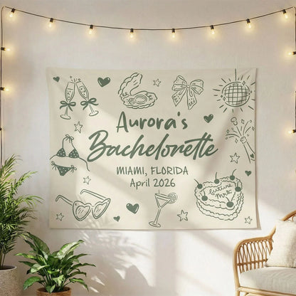 Bachelorette Party Banner Personalized Custom Name Bachelorette Backdrop Bridal Party Celebration Banner