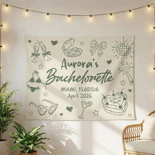 Bachelorette Party Banner Personalized Custom Name Bachelorette Backdrop Bridal Party Celebration Banner
