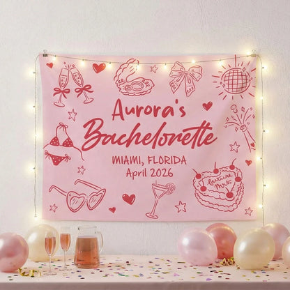 Bachelorette Party Banner Personalized Custom Name Bachelorette Backdrop Bridal Party Celebration Banner
