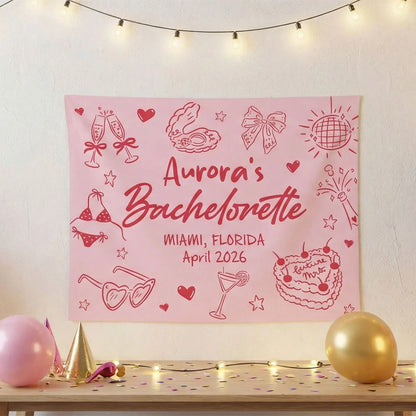 Bachelorette Party Banner Personalized Custom Name Bachelorette Backdrop Bridal Party Celebration Banner