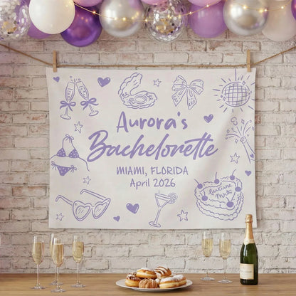 Bachelorette Party Banner Personalized Custom Name Bachelorette Backdrop Bridal Party Celebration Banner