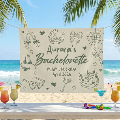 Bachelorette Party Banner Personalized Custom Name Bachelorette Backdrop Bridal Party Celebration Banner