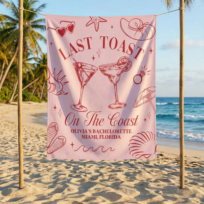 Last Toast Bachelorette Banner Personalized Coastal Bachelorette Party Backdrop Custom Name Beach Bachelorette Banner