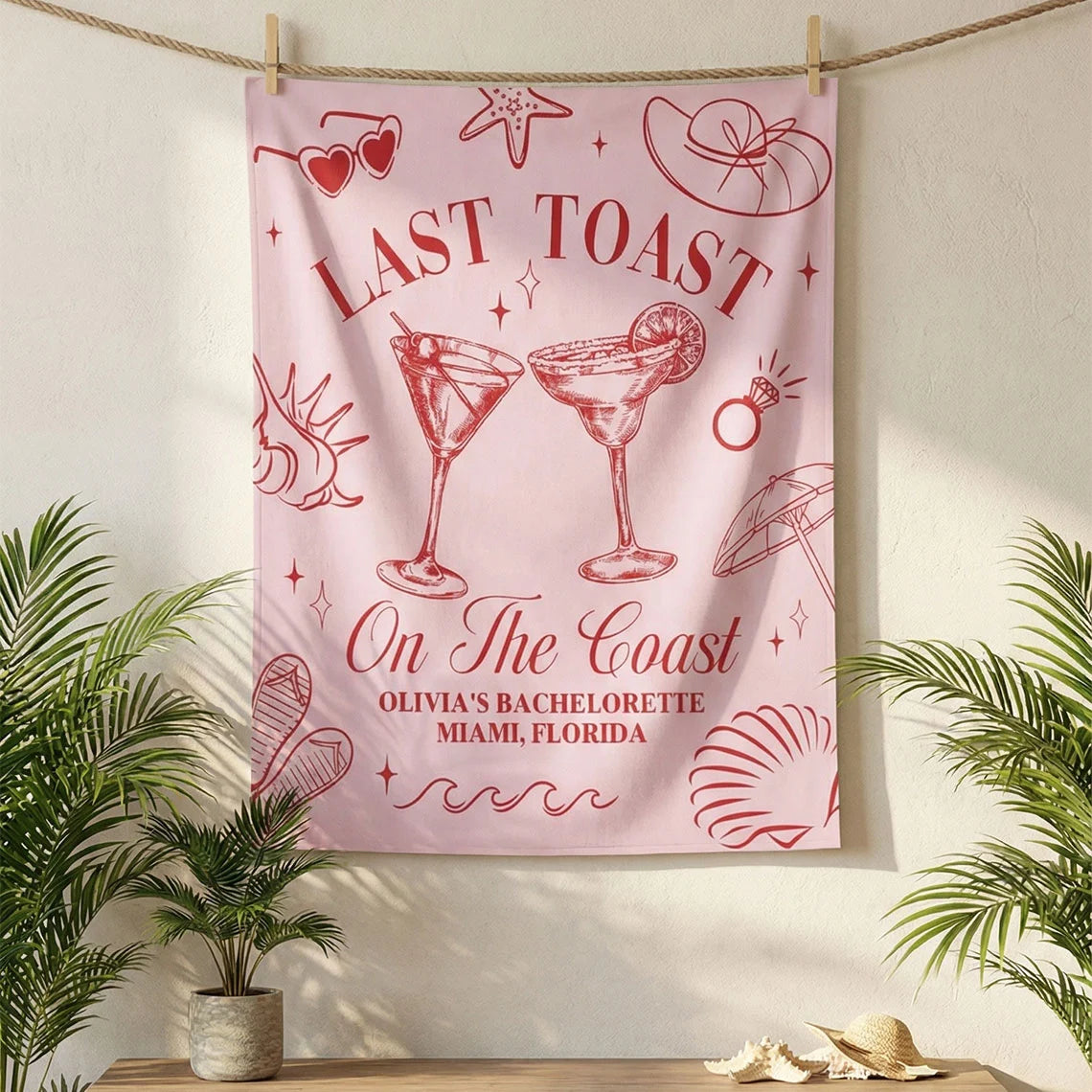 Last Toast Bachelorette Banner Personalized Coastal Bachelorette Party Backdrop Custom Name Beach Bachelorette Banner