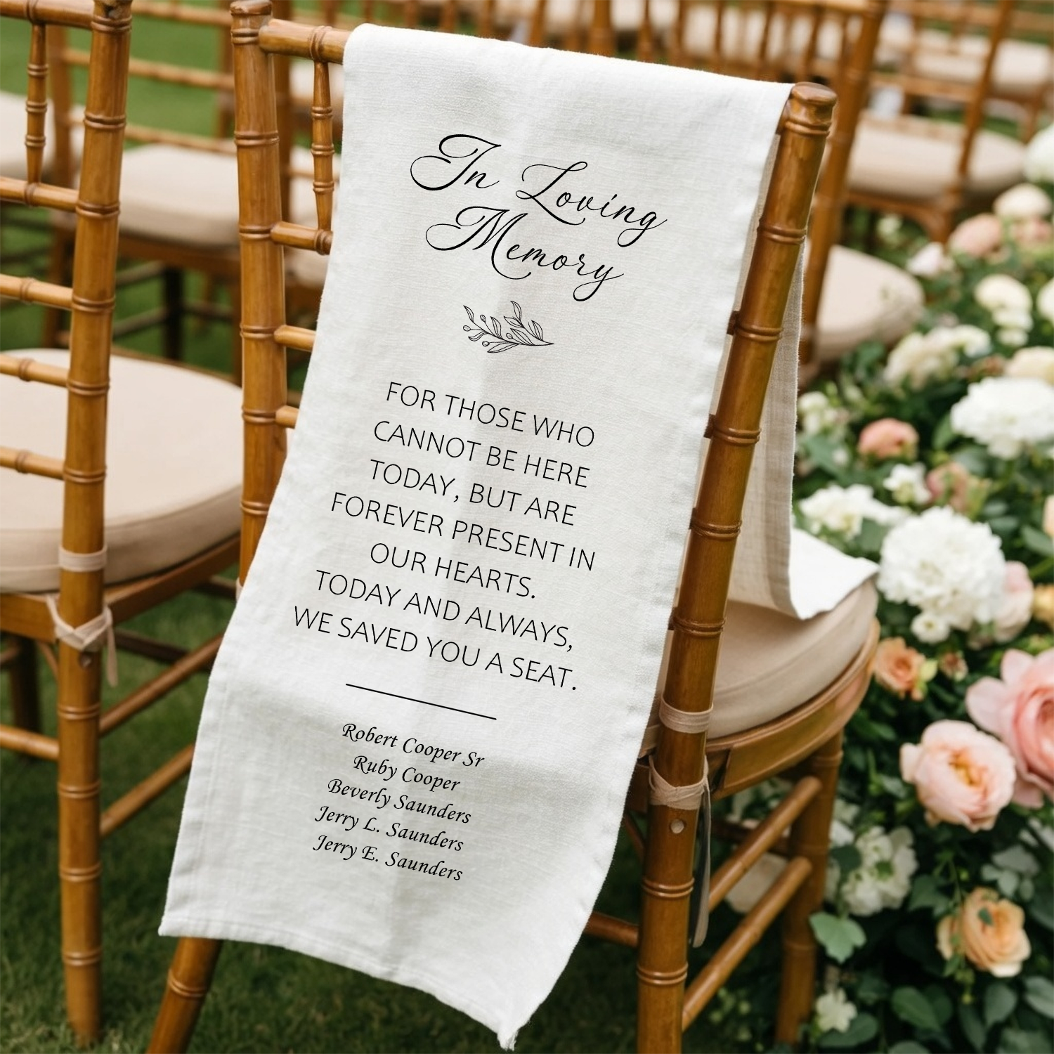 Memorial Wedding Chair Sign Personalized - In Loving Memory Remembrance Banner