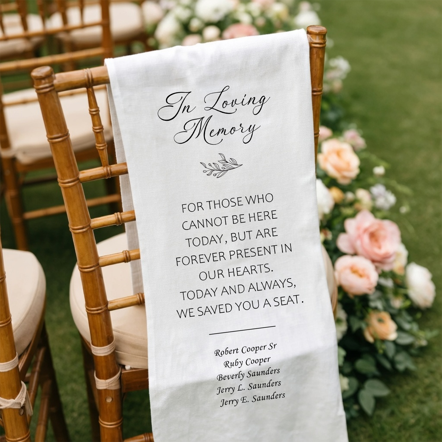 Memorial Wedding Chair Sign Personalized - In Loving Memory Remembrance Banner