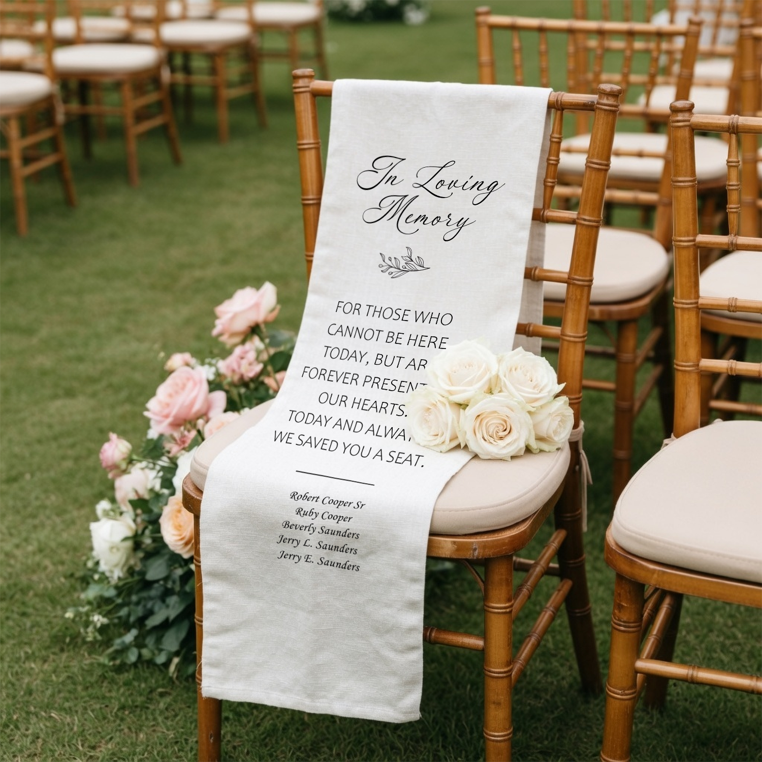 Memorial Wedding Chair Sign Personalized - In Loving Memory Remembrance Banner