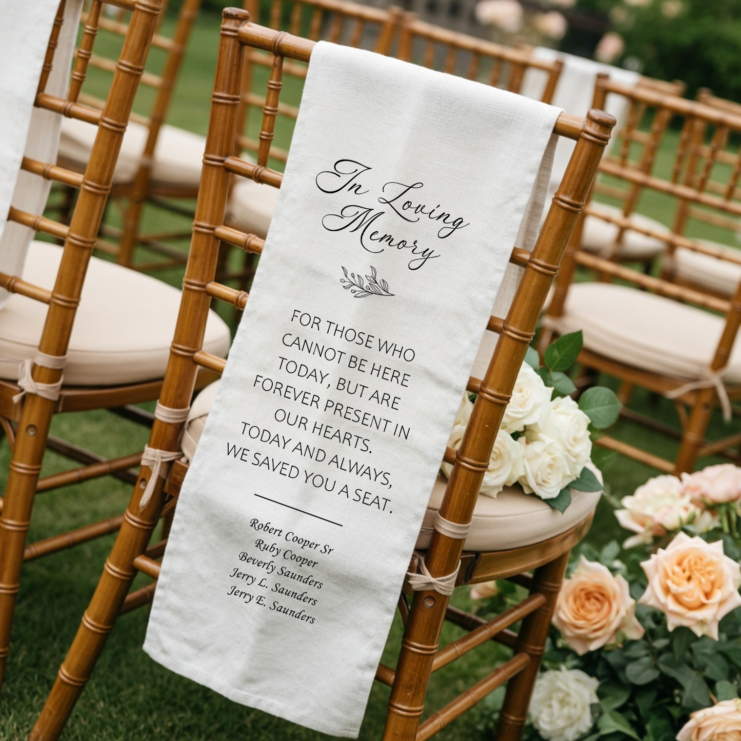Memorial Wedding Chair Sign Personalized - In Loving Memory Remembrance Banner