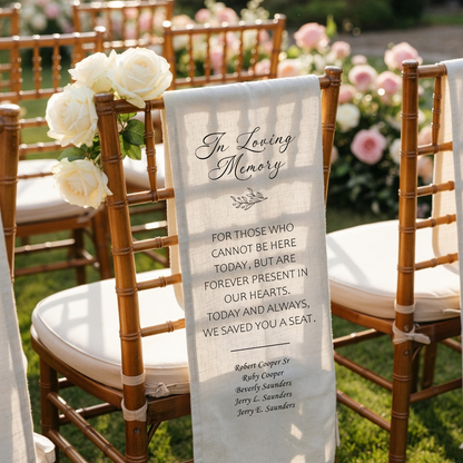 Memorial Wedding Chair Sign Personalized - In Loving Memory Remembrance Banner