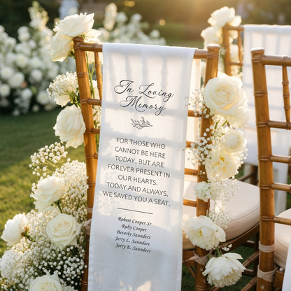 Memorial Wedding Chair Sign Personalized - In Loving Memory Remembrance Banner