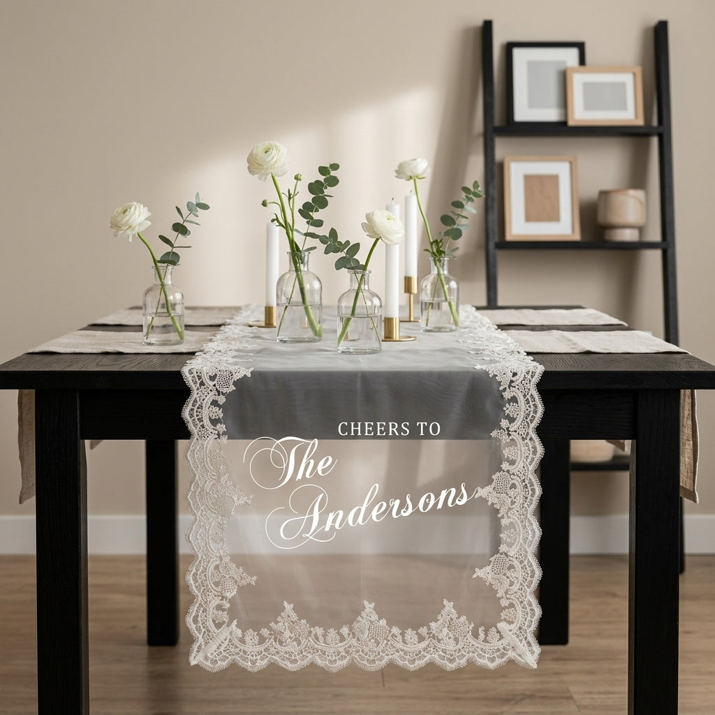 Custom Lace Sheer Wedding Bar Sign, Elegant Wedding Drink Station Decor